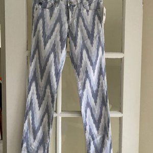 AG Adriano Goldschmied  Blue Stilt Cigarette Ikat NWOT